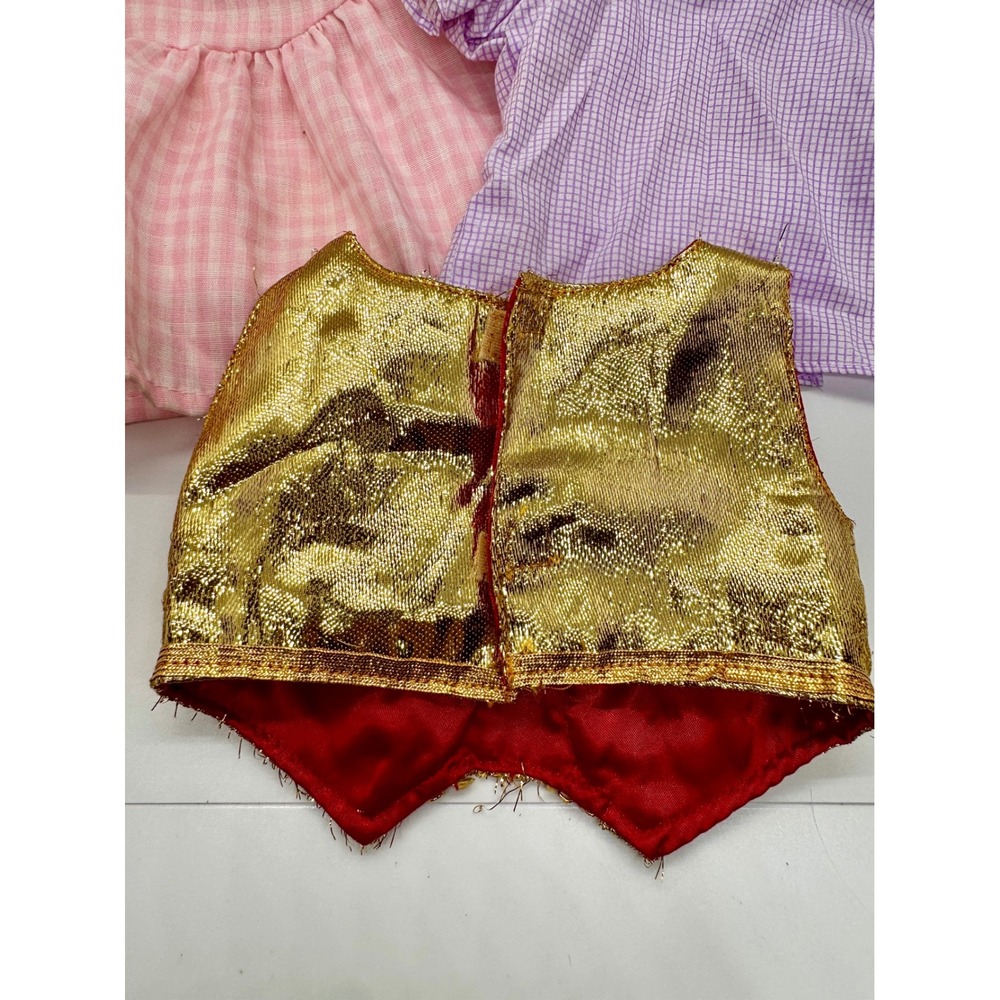 Vintage Cabbage Patch Kids Doll Clothes Lot 1980s Coleco Gingham‎ Gold Vest 3pc - Picture 4 of 16